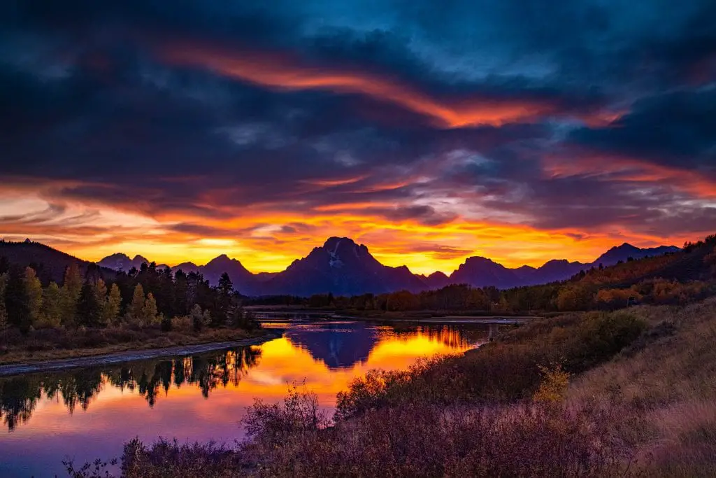 Oxbow Bend in Grand Teton National Park at sunset