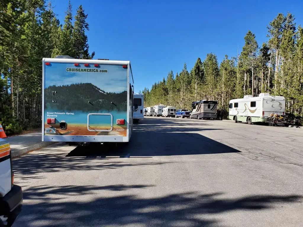 Parking lot at Norris Geyser Basin