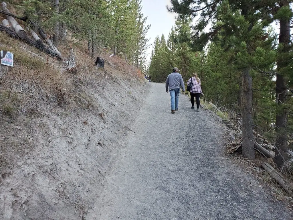 Hike up to Grand Prismatic Spring overlook in Yellowstone