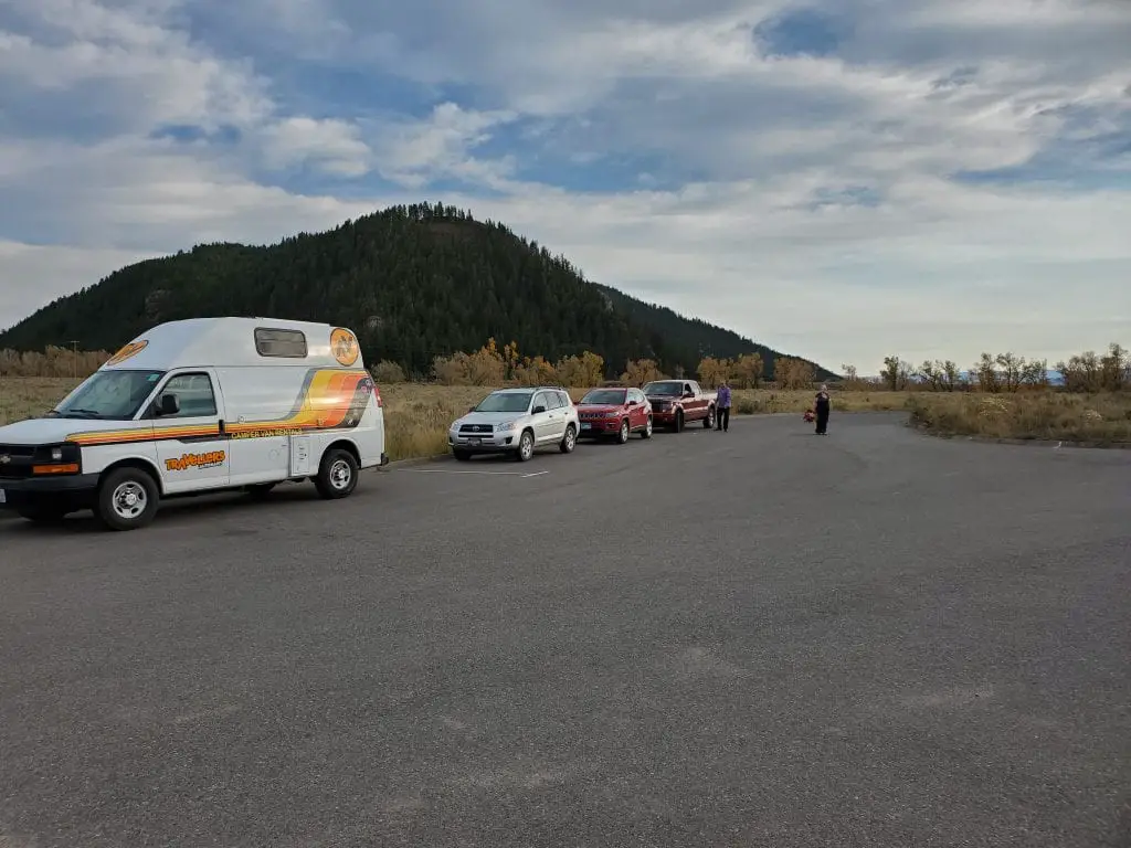 Parking lot at Blacktail Ponds overlook