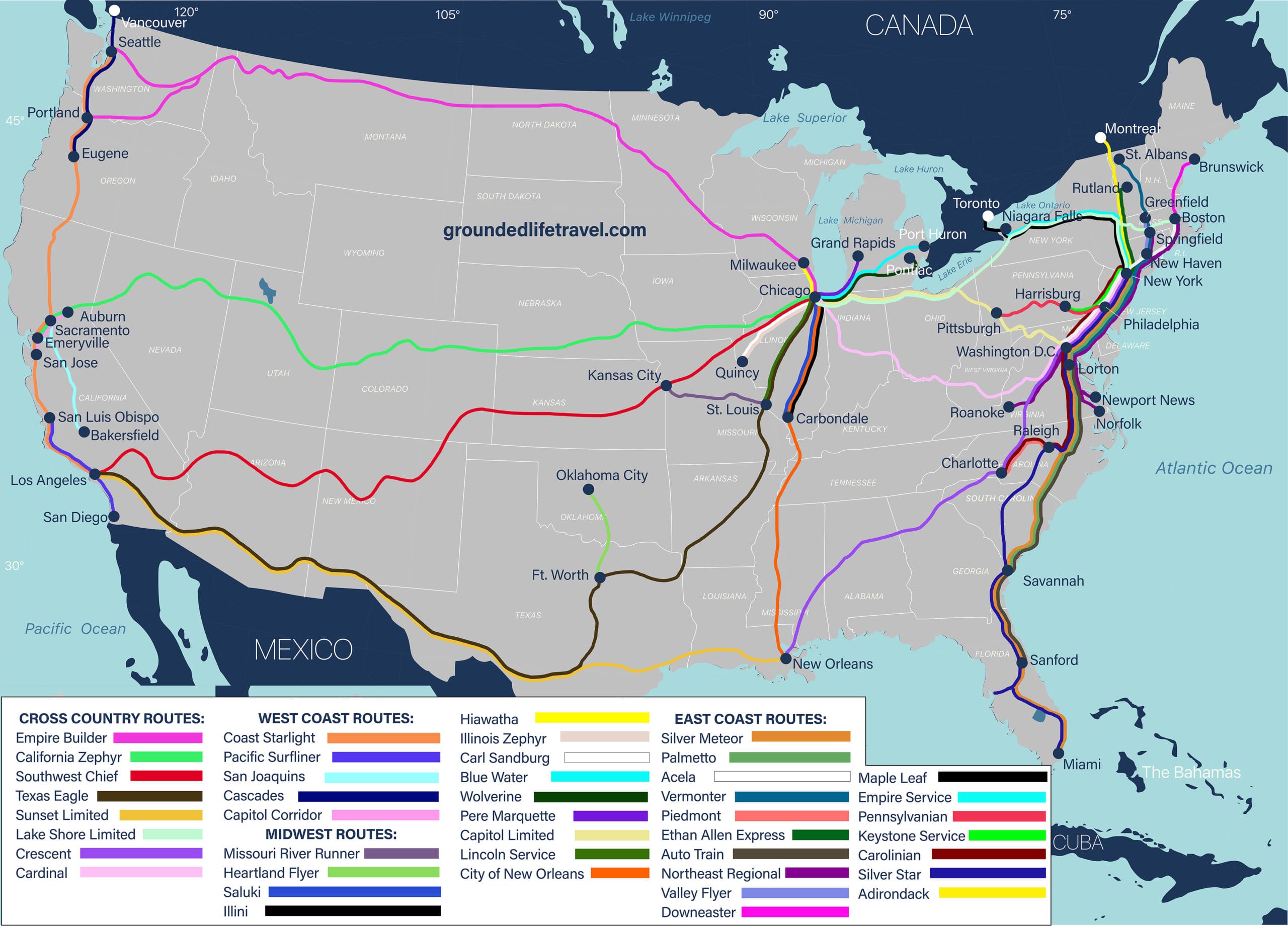 amtrak train travel map